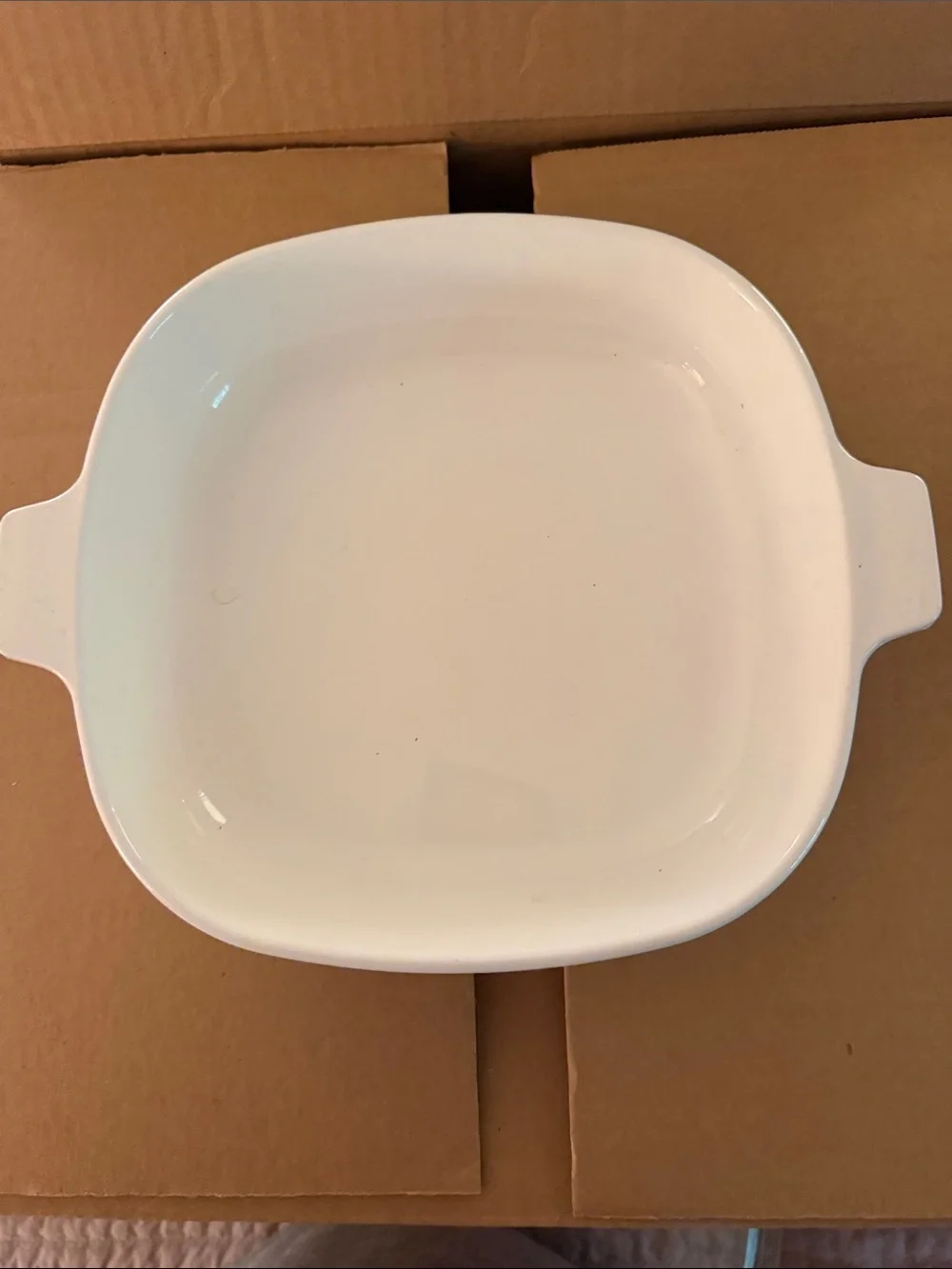 Corningware White Casserole Dish with Blue Floral Pattern and Glass Lid